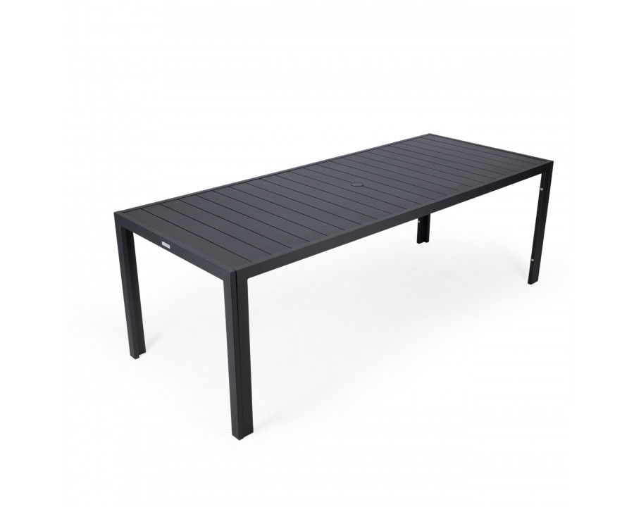 LeisureMod Chelsea Modern Aluminum Outdoor 87" Rectangular Dining Table - Black