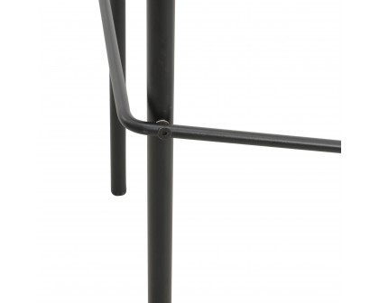 LeisureMod Devon Modern Aluminum Outdoor Bar Stool with Powder Coated Frame and Footrest - Black