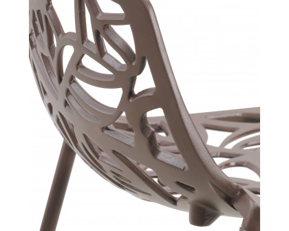 LeisureMod Devon Modern Aluminum Outdoor Bar Stool with Powder Coated Frame and Footrest - Brown