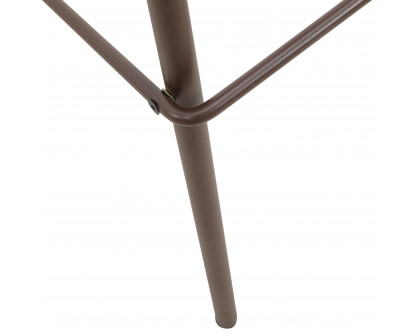 LeisureMod Devon Modern Aluminum Outdoor Bar Stool with Powder Coated Frame and Footrest - Brown