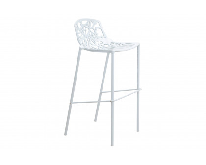 LeisureMod Devon Modern Aluminum Outdoor Bar Stool with Powder Coated Frame and Footrest