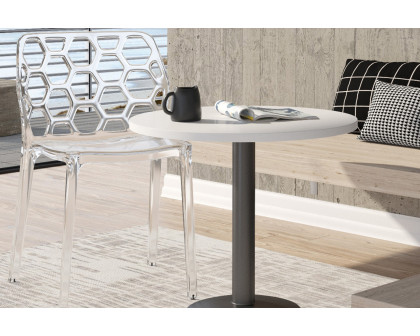 LeisureMod Dynamic Modern Honeycomb Design Dining Side Chair - Clear