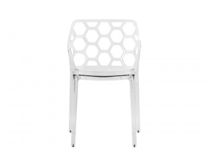 LeisureMod Dynamic Modern Honeycomb Design Dining Side Chair - Clear