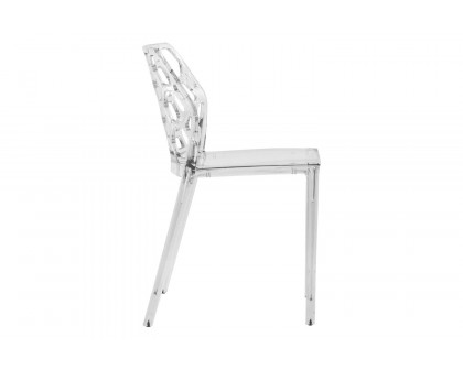 LeisureMod Dynamic Modern Honeycomb Design Dining Side Chair - Clear