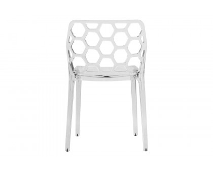 LeisureMod Dynamic Modern Honeycomb Design Dining Side Chair - Clear