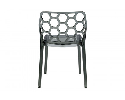 LeisureMod Dynamic Modern Honeycomb Design Dining Side Chair - Black