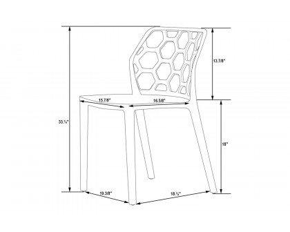 LeisureMod Dynamic Modern Honeycomb Design Dining Side Chair - Black