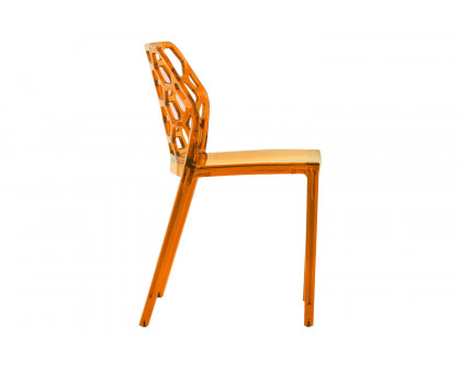 LeisureMod Dynamic Modern Honeycomb Design Dining Side Chair - Transparent/Orange