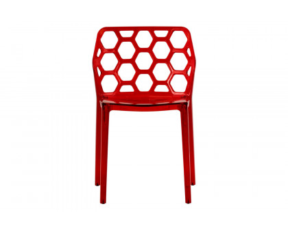 LeisureMod Dynamic Modern Honeycomb Design Dining Side Chair - Red