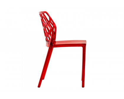 LeisureMod Dynamic Modern Honeycomb Design Dining Side Chair - Red