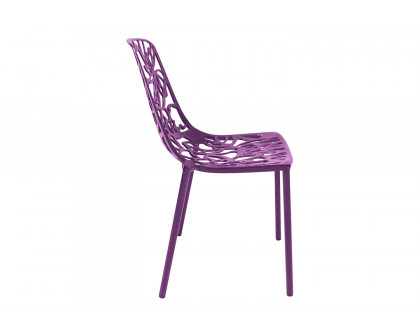 LeisureMod Devon Modern Flower Design Outdoor Aluminum Dining Chair - Purple