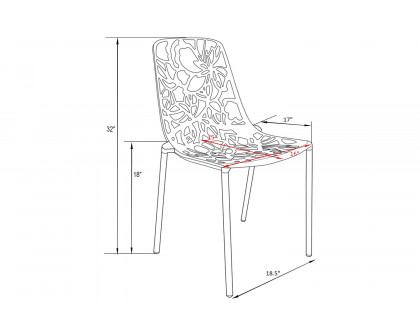 LeisureMod Devon Modern Flower Design Outdoor Aluminum Dining Chair - Yellow