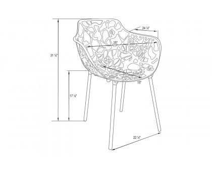 LeisureMod Devon Modern Flower Design Outdoor Aluminum Dining Armchair - Khaki Green