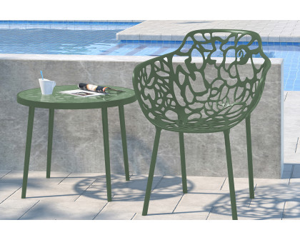 LeisureMod Devon Modern Flower Design Outdoor Aluminum Dining Armchair