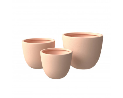 LeisureMod Dahlia Modern Fiberstone and MgO Clay Planters Pot (Set of 3)