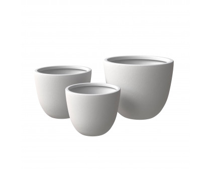 LeisureMod Dahlia Modern Fiberstone and MgO Clay Planters Pot (Set of 3)