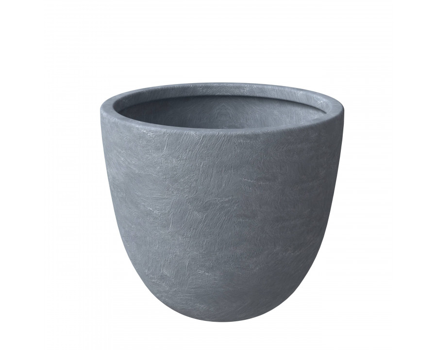 LeisureMod Dahlia Modern 11" Fiberstone and MgO Clay Planter Pot - Aged Concrete