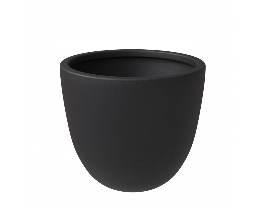 LeisureMod Dahlia Modern 11" Fiberstone and MgO Clay Planter Pot - Black