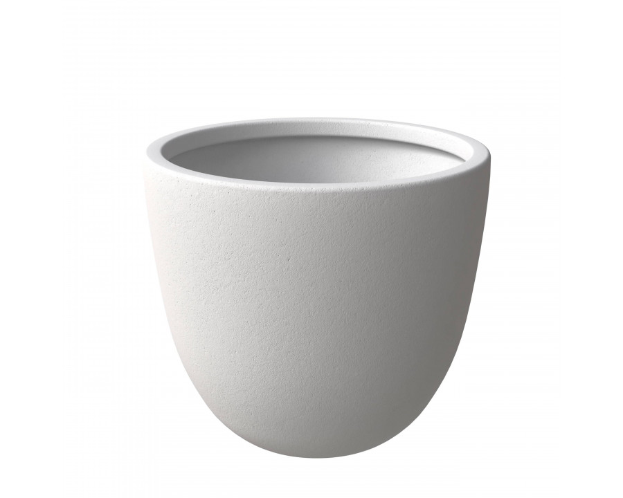 LeisureMod Dahlia Modern 11" Fiberstone and MgO Clay Planter Pot - White