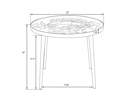 LeisureMod Devon Tree Design Glass Top Aluminum Base Outdoor End Table - Black