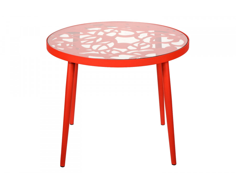 LeisureMod Devon Tree Design Glass Top Aluminum Base Outdoor End Table