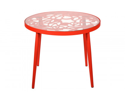 LeisureMod Devon Tree Design Glass Top Aluminum Base Outdoor End Table