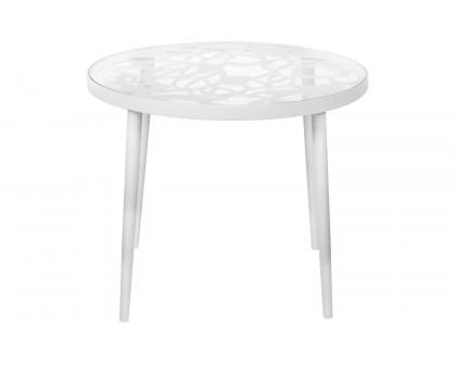 LeisureMod Devon Tree Design Glass Top Aluminum Base Outdoor End Table