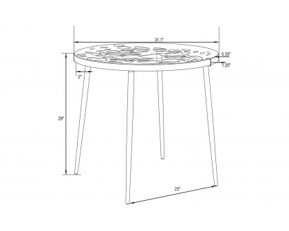 LeisureMod Devon Modern 5-Piece Aluminum Patio Dining Set with Dining Table and 4 Stackable Flower Design Chairs - White