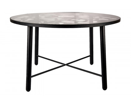 LeisureMod Devon Tree Design Glass Top Aluminum Base Indoor Outdoor 4725" Dining Table