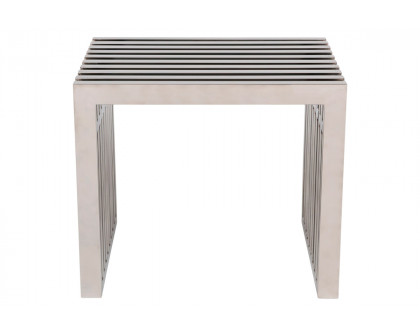 LeisureMod Eldert Gridiron Modern Stainless Steel Bench - Polished 19