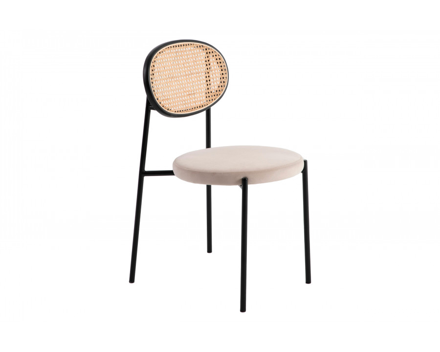 LeisureMod Euston Modern Wicker Dining Chair With Velvet Round Seat