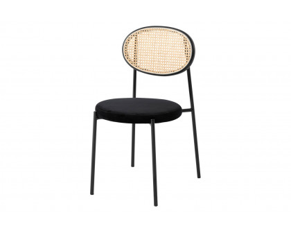 LeisureMod Euston Modern Wicker Dining Chair With Velvet Round Seat