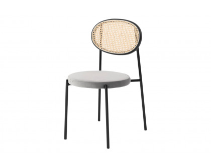 LeisureMod Euston Modern Wicker Dining Chair With Velvet Round Seat