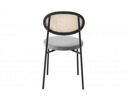 LeisureMod Euston Modern Wicker Dining Chair With Velvet Round Seat - Gray