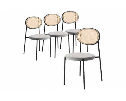 LeisureMod Euston Modern Wicker Dining Chair With Velvet Round Seat (Set Of 4)