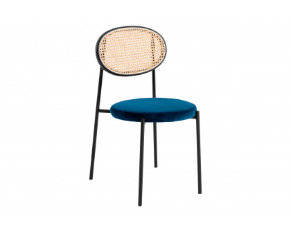 LeisureMod Euston Modern Wicker Dining Chair With Velvet Round Seat