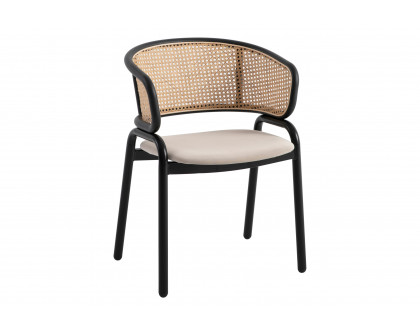 LeisureMod Ervilla Modern Dining Chair With Stainless Steel Legs Velvet Seat And Wicker Back