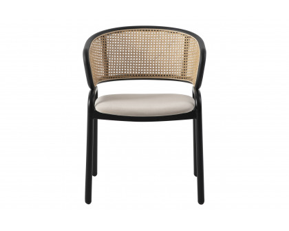 LeisureMod Ervilla Modern Dining Chair With Stainless Steel Legs Velvet Seat And Wicker Back - Beige