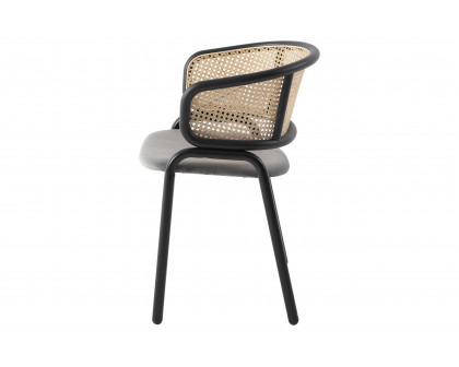 LeisureMod Ervilla Modern Dining Chair With Stainless Steel Legs Velvet Seat And Wicker Back - Beige