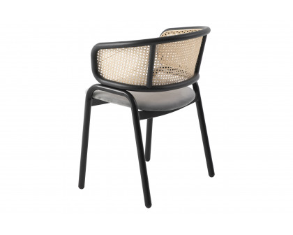 LeisureMod Ervilla Modern Dining Chair With Stainless Steel Legs Velvet Seat And Wicker Back - Beige