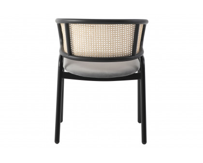 LeisureMod Ervilla Modern Dining Chair With Stainless Steel Legs Velvet Seat And Wicker Back - Beige