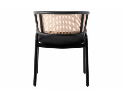 LeisureMod Ervilla Modern Dining Chair With Stainless Steel Legs Velvet Seat And Wicker Back - Black