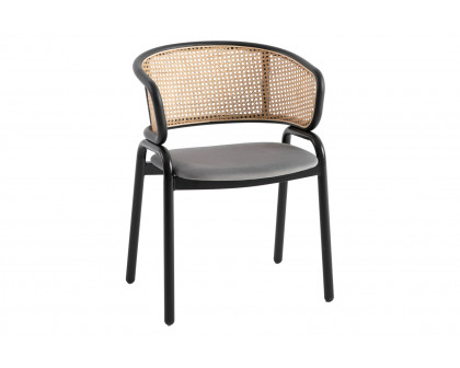 LeisureMod Ervilla Modern Dining Chair With Stainless Steel Legs Velvet Seat And Wicker Back