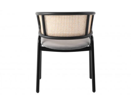 LeisureMod Ervilla Modern Dining Chair With Stainless Steel Legs Velvet Seat And Wicker Back - Gray