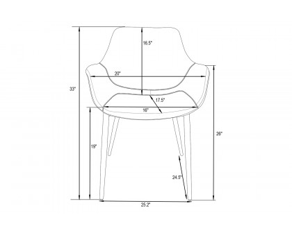 LeisureMod Markley Modern Leather Dining Arm Chair with Black Metal Legs - Charcoal/Black