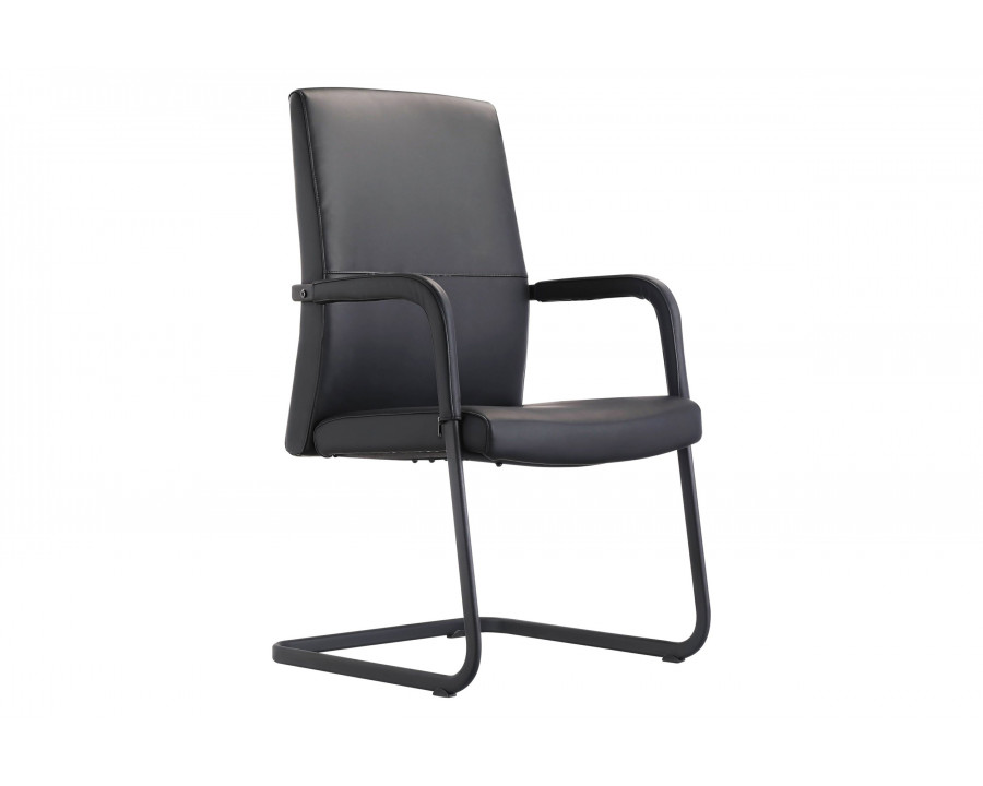 LeisureMod Evander Mid-Century Modern Faux Leather Office Chair With Aluminum Frame