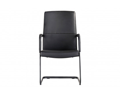 LeisureMod Evander Mid-Century Modern Faux Leather Office Chair With Aluminum Frame