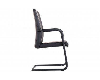 LeisureMod Evander Mid-Century Modern Faux Leather Office Chair With Aluminum Frame - Black