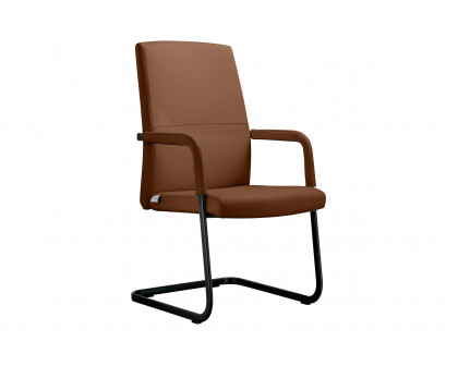 LeisureMod Evander Mid-Century Modern Faux Leather Office Chair With Aluminum Frame