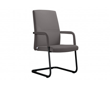 LeisureMod Evander Mid-Century Modern Faux Leather Office Chair With Aluminum Frame